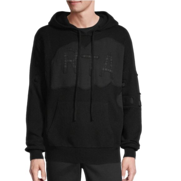 $599 RtA Dion Patchwork Hoodie Sweatshirt Cashmere sz L